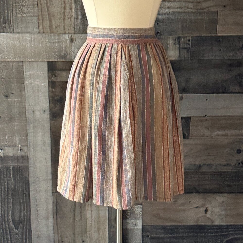 Vintage 70s chunky knit skirt small neutral earth tones stripes cottagecore - Picture 6 of 12